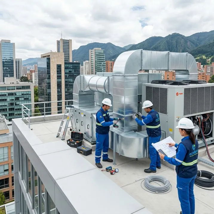 Montaje de sistema HVAC por el equipo de ingeniería de Ecodaire